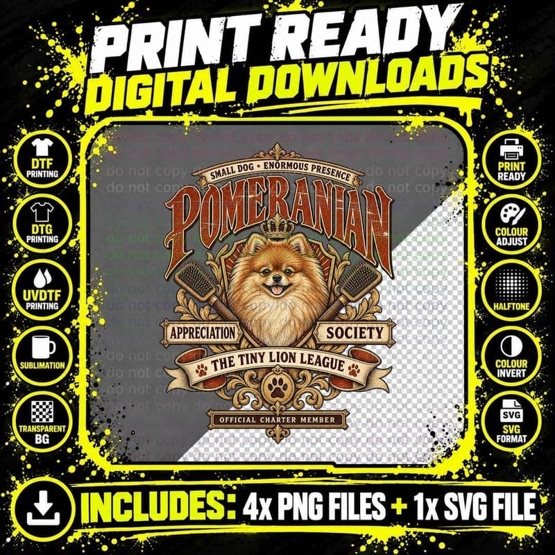 Pomeranian Appreciation Society Small Dog Enormous Presence Tiny Lion T-Shirt Png SVG Digital Bundle
