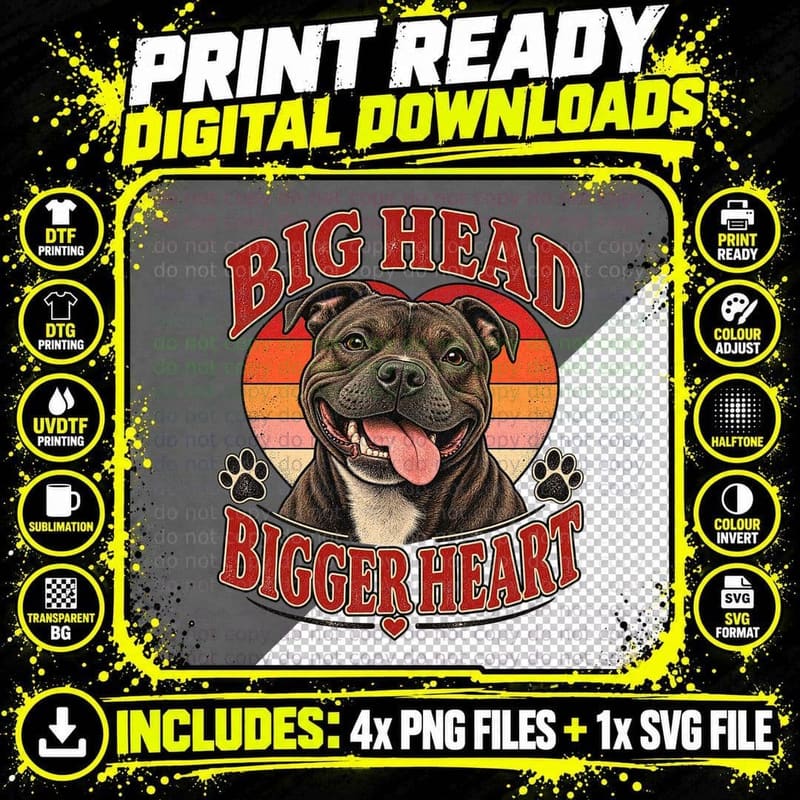 Staffordshire Bull Terrier Staffie Retro Sunset Vintage Png SVG Digital Bundle