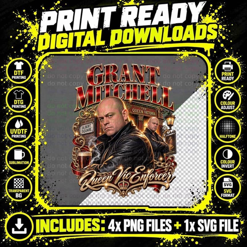 Grant Mitchell Queen Vic Enforcer Albert Square 90s British Soap Vintage T-Shirt Png SVG Digital Bundle