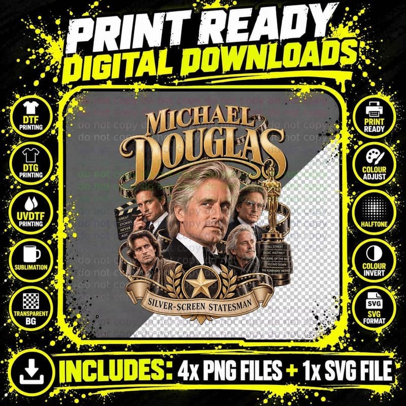 Michael Silver Screen Statesman Hollywood Actor Red Carpet Vintage Movie T-Shirt Png SVG Digital Bundle