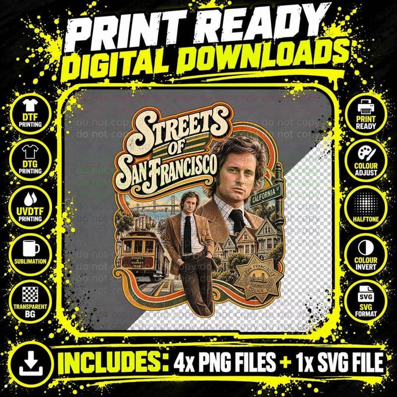 Michael Inspector Keller 70s Cop Show San Francisco Cable Car Detective T-Shirt Png SVG Digital Bundle