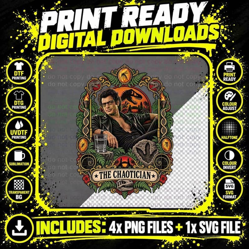 Ian Malcolm The Chaotician Tarot Card Dinosaur Island 90s Sci Fi Movie T-Shirt Png SVG Digital Bundle