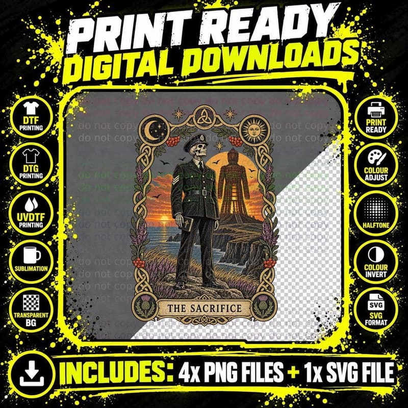 Howie The Sacrifice Tarot Card Skeleton Police Sergeant Folk Horror T-Shirt Png SVG Digital Bundle