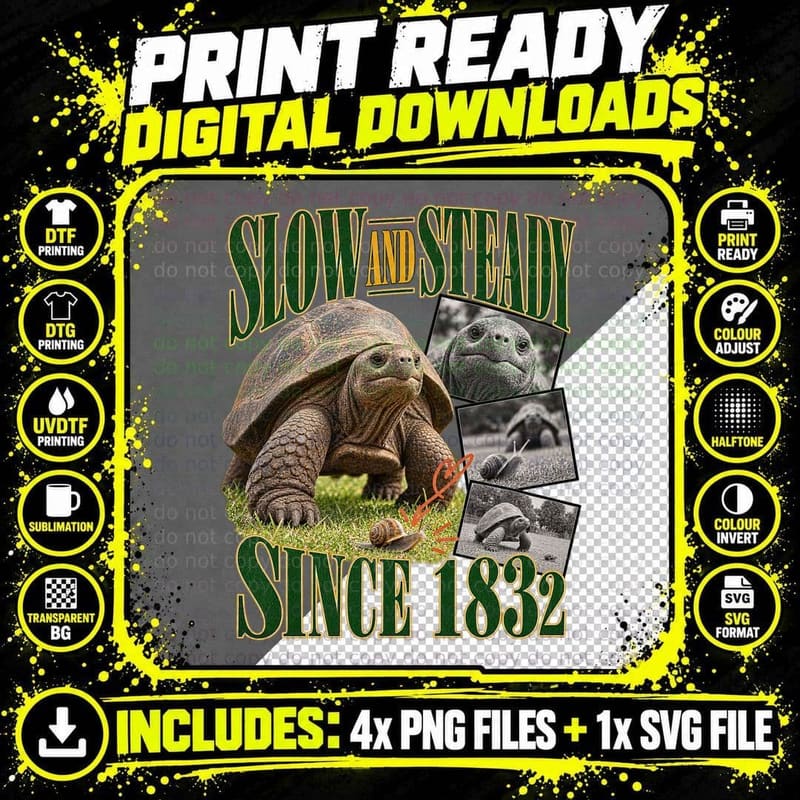 Jonathan Tortoise Vintage Slow And Steady Since 1832 Png SVG Digital Bundle