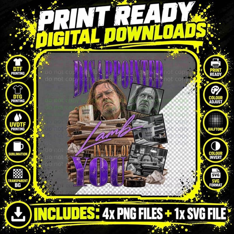 Slow Horses Retro Jackson Lamb Disappointed Office Png SVG Digital Bundle