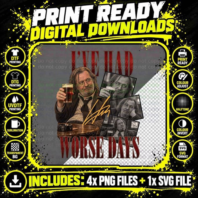 Slow Horses Vintage Jackson Lamb Pub Pint Gary Oldman Png SVG Digital Bundle