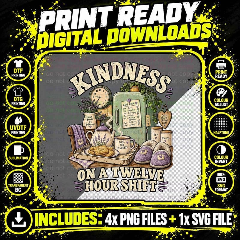 Care Worker T Shirt Kindness Carer Shift Humour Vintage Png SVG Digital Bundle