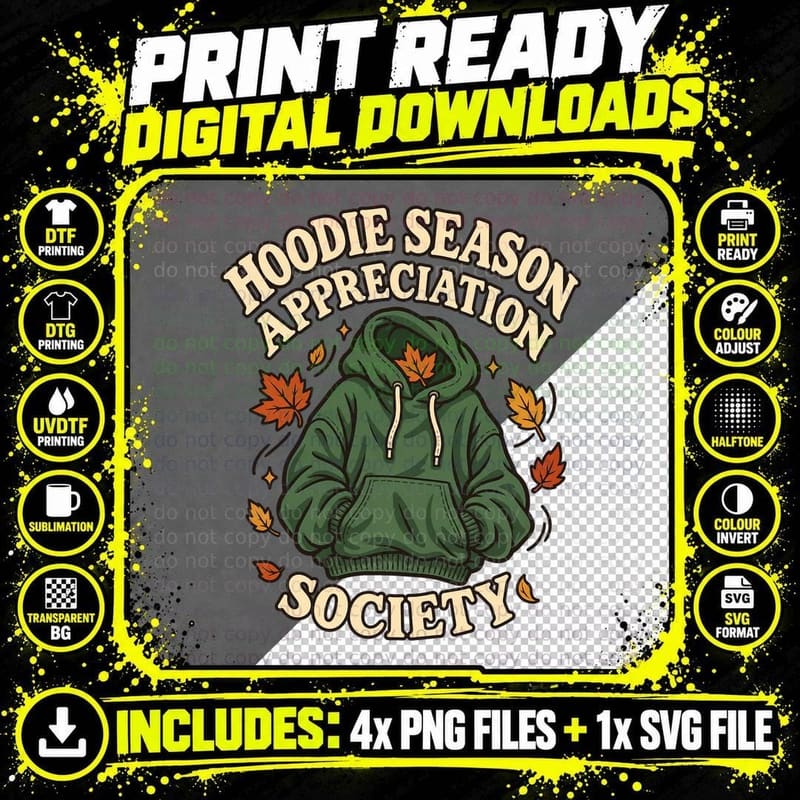 Hoodie Season Appreciation Society Retro Cosy Autumn Leaves Fall Fashion T-Shirt Png SVG Digital Bundle