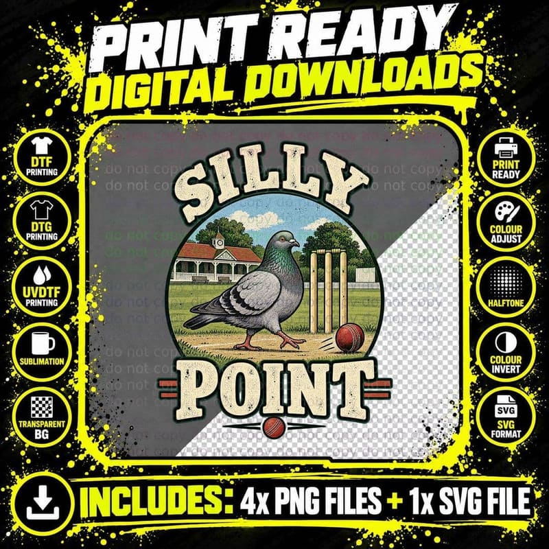 Funny Cricket Pigeon Retro T-Shirt Png SVG Digital Bundle