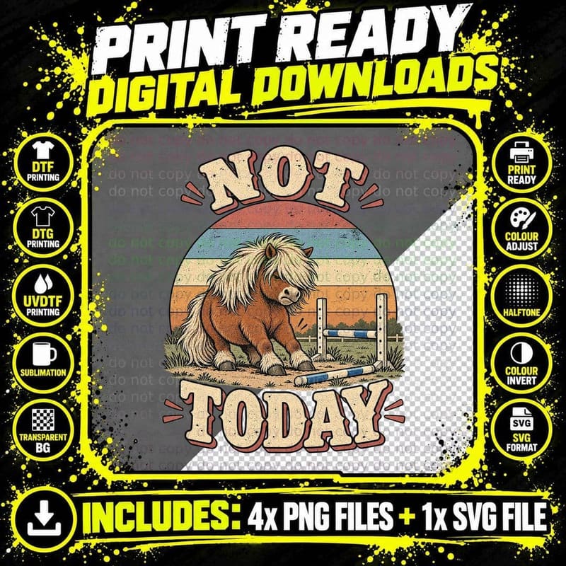 Funny Shetland Pony Retro Stubborn Horse Equestrian Png SVG Digital Bundle
