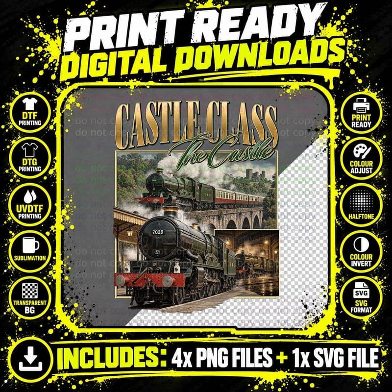 Castle Class The Castle GWR Steam Train Vintage Railway Png SVG Digital Bundle