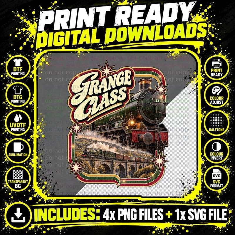 GWR Grange Class Steam Locomotive Vintage Great Western Png SVG Digital Bundle