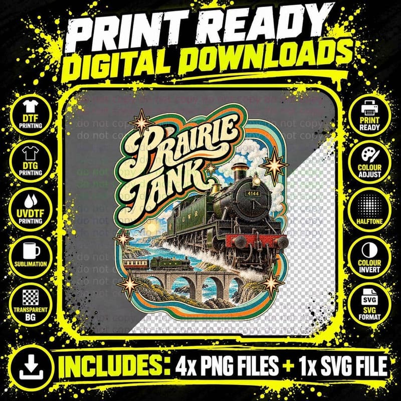 GWR Prairie Tank Steam Train Vintage Great Western Png SVG Digital Bundle