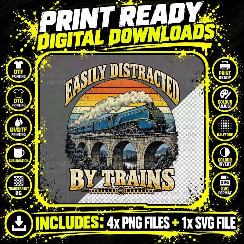 LNER A4 Pacific Steam Train Vintage Railway Enthusiast Png SVG Digital Bundle
