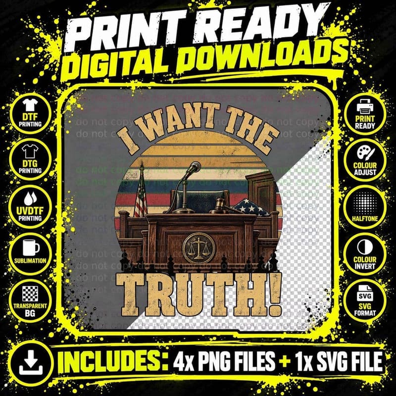 I Want The Truth Courtroom 90s Legal Drama Movie Quote Retro Vintage T-Shirt Png SVG Digital Bundle