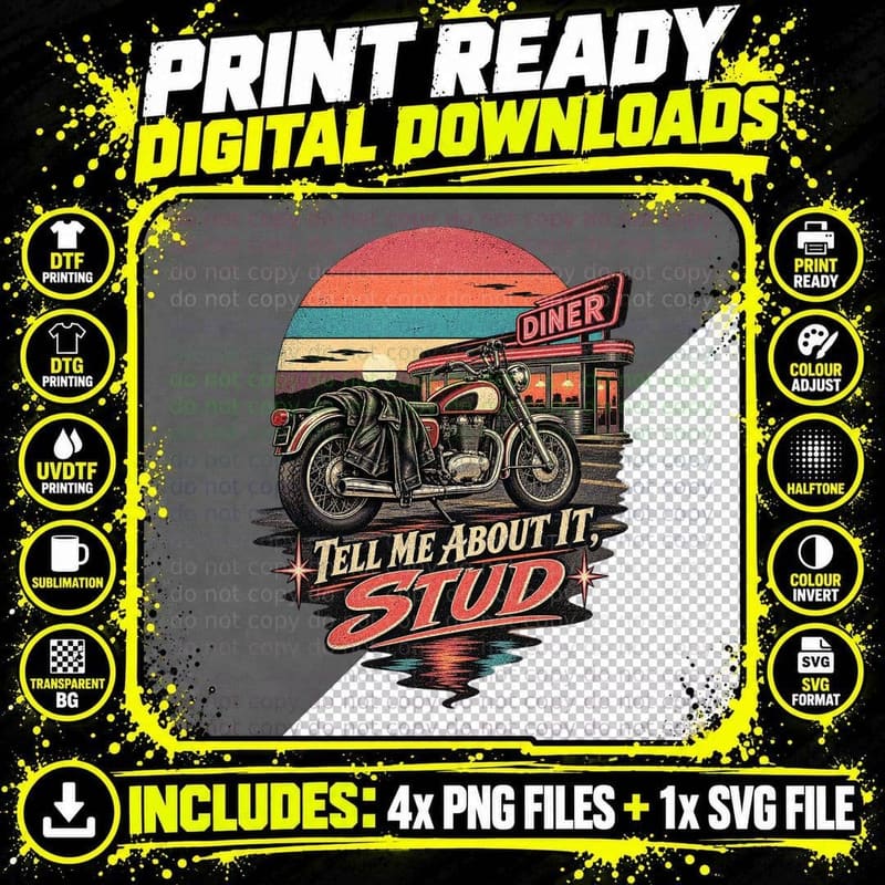 Grease Retro Vintage Diner Rockabilly Musical Movie Fan Png SVG Digital Bundle