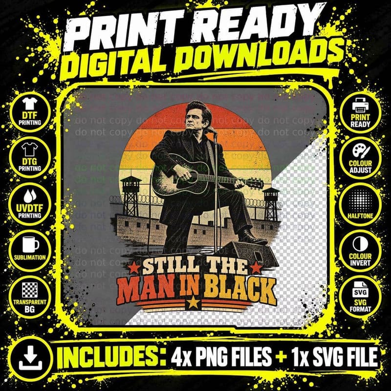 Still the Man in Black Johnny Prison Yard Concert Guitar Outlaw Country T-Shirt Png SVG Digital Bundle