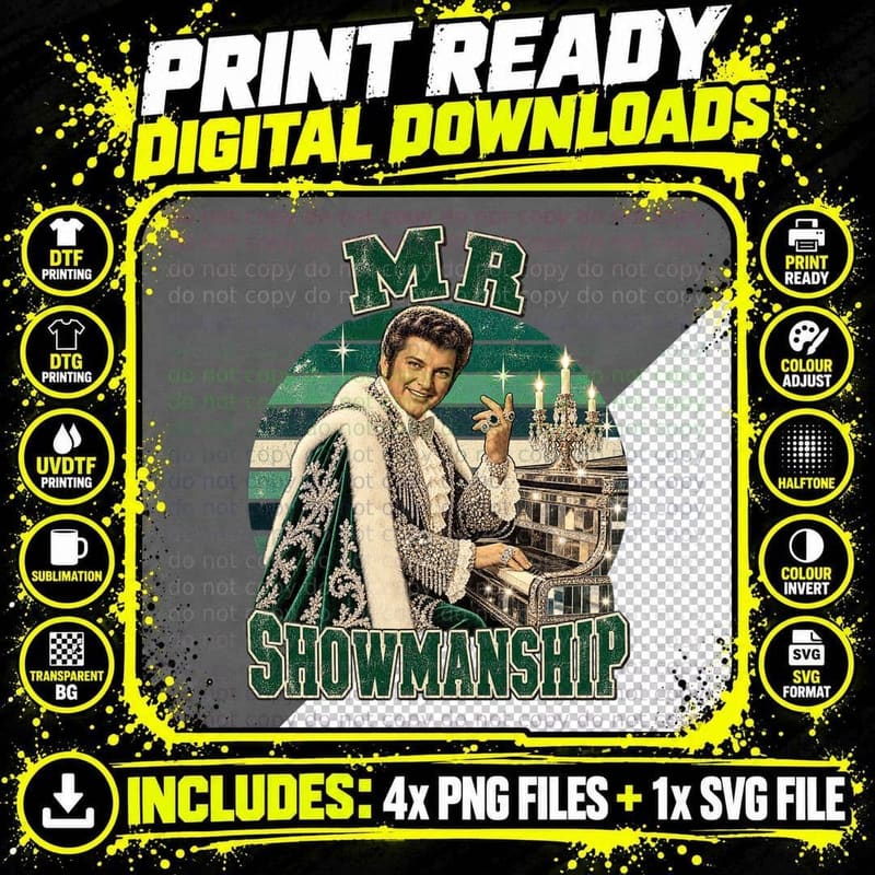 Mr Showmanship Liberace Vegas Piano Showman Fur Cape Candelabra Retro T-Shirt Png SVG Digital Bundle