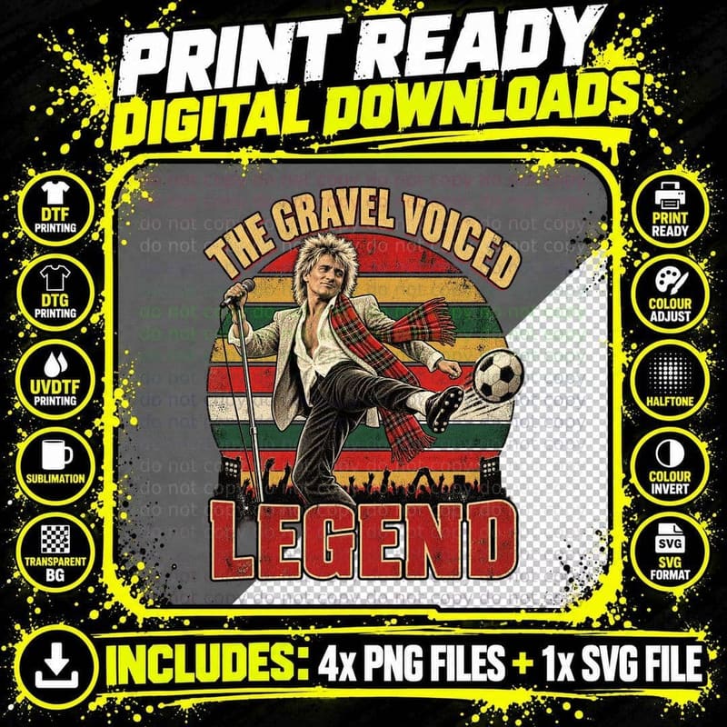 Rod Stewart Scottish Football Rock Legend Vintage Retro Png SVG Digital Bundle