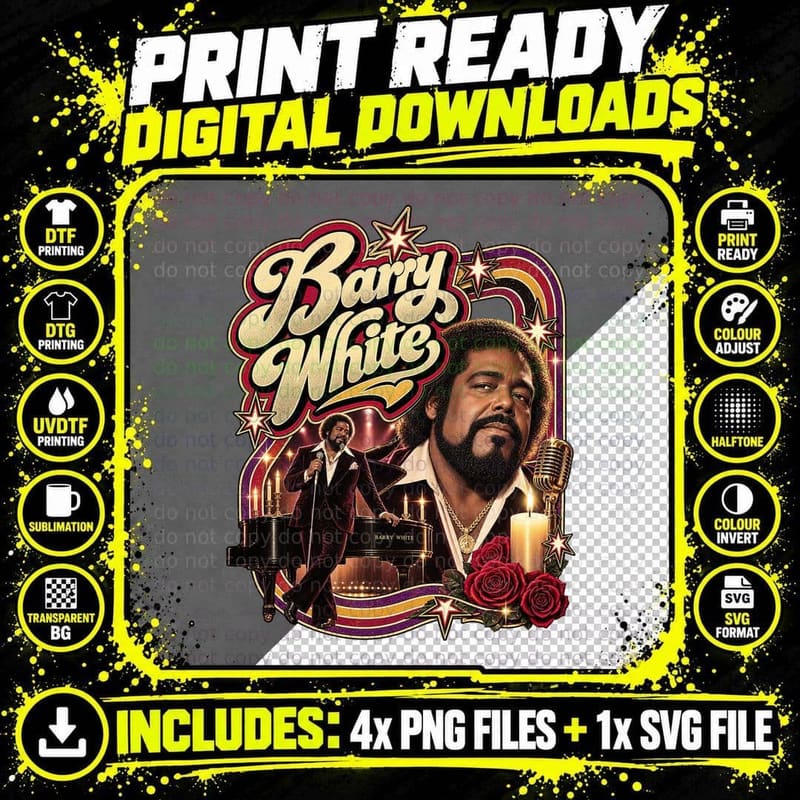 Barry Walrus Of Love 70s Soul Singer Deep Voice Vintage Disco Legend T-Shirt Png SVG Digital Bundle