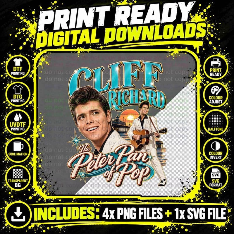 Cliff The Peter Pan Of Pop 50s British Rock n Roll Singer Vintage Retro T-Shirt Png SVG Digital Bundle