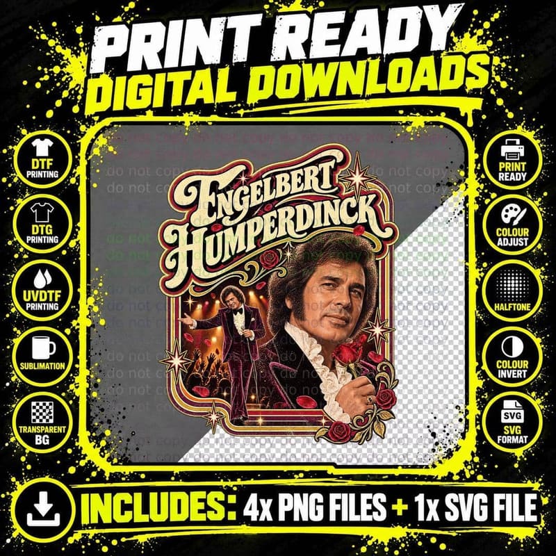 Engelbert Humperdinck 1970s Vintage Concert Retro Music Png SVG Digital Bundle