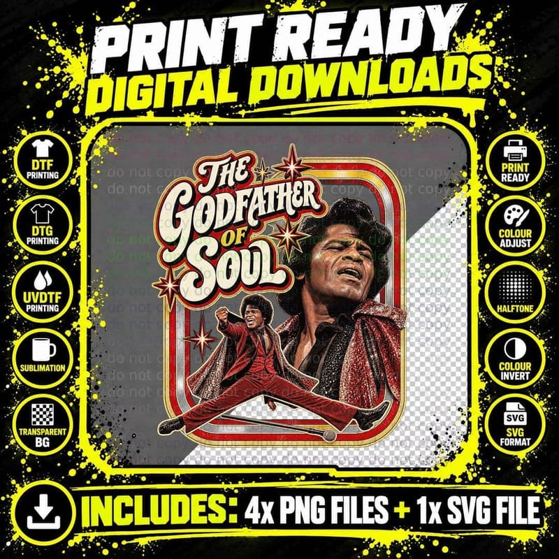 James The Godfather of Soul 60s Funk Singer Retro Vintage Dance Moves T-Shirt Png SVG Digital Bundle