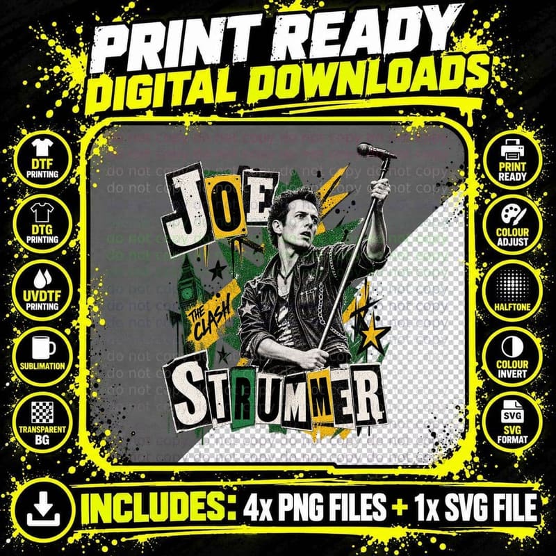 Joe 70s London Punk Rock Frontman Retro Vintage Ransom Note Collage T-Shirt Png SVG Digital Bundle