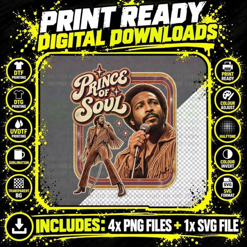 Marvin Prince of Soul 70s Singer Retro Vintage Fringe Jacket Microphone T-Shirt Png SVG Digital Bundle