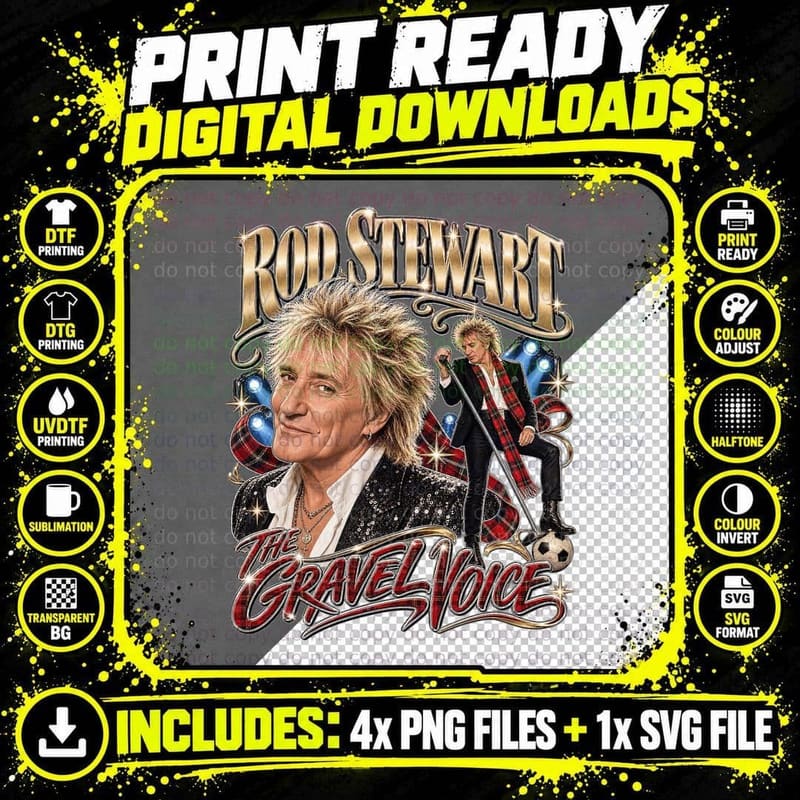 Rod The Gravel Voice Scottish Rock Singer Retro Vintage Tartan Sequin T-Shirt Png SVG Digital Bundle