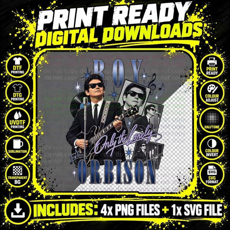 Roy Orbison Vintage 60s Rock and Roll Blue Velvet Music Png SVG Digital Bundle