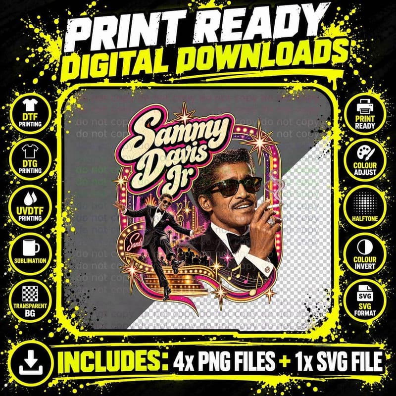 Sammy Davis Jr Rat Pack Retro 1960s Vegas Tap Dance Jazz Png SVG Digital Bundle