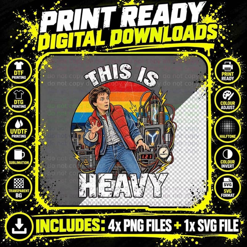 This Is Heavy Marty 80s Time Travel Sci Fi Movie Quote Retro Vintage T-Shirt Png SVG Digital Bundle