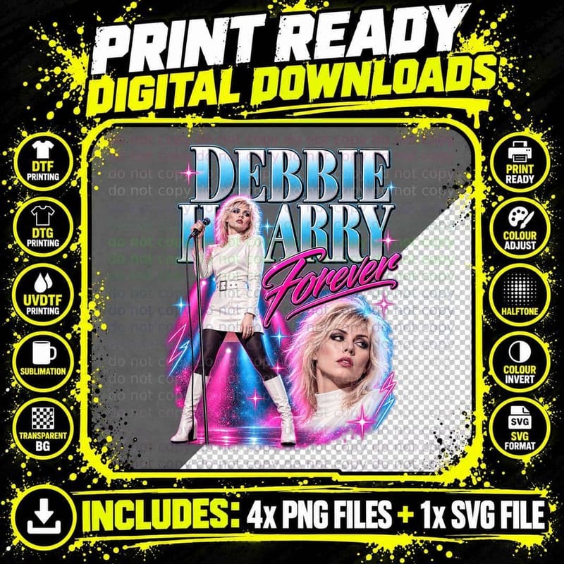Debbie Forever 80s New Wave Singer Retro Vintage Neon Platinum Blonde T-Shirt Png SVG Digital Bundle