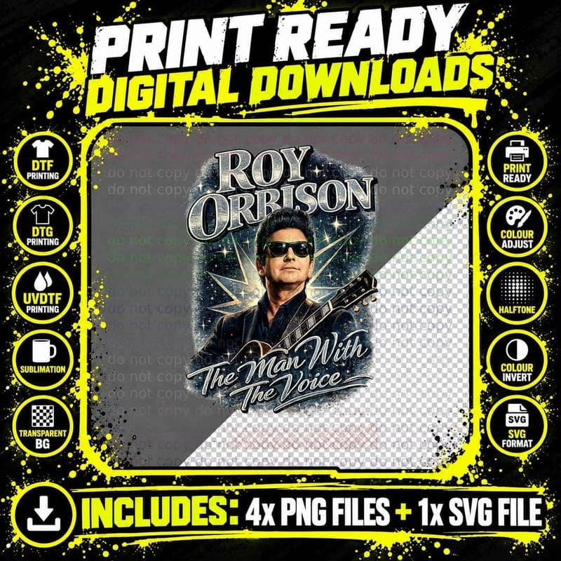 Roy The Man With The Voice 60s Rock Singer Retro Vintage Dark Sunglasses T-Shirt Png SVG Digital Bundle