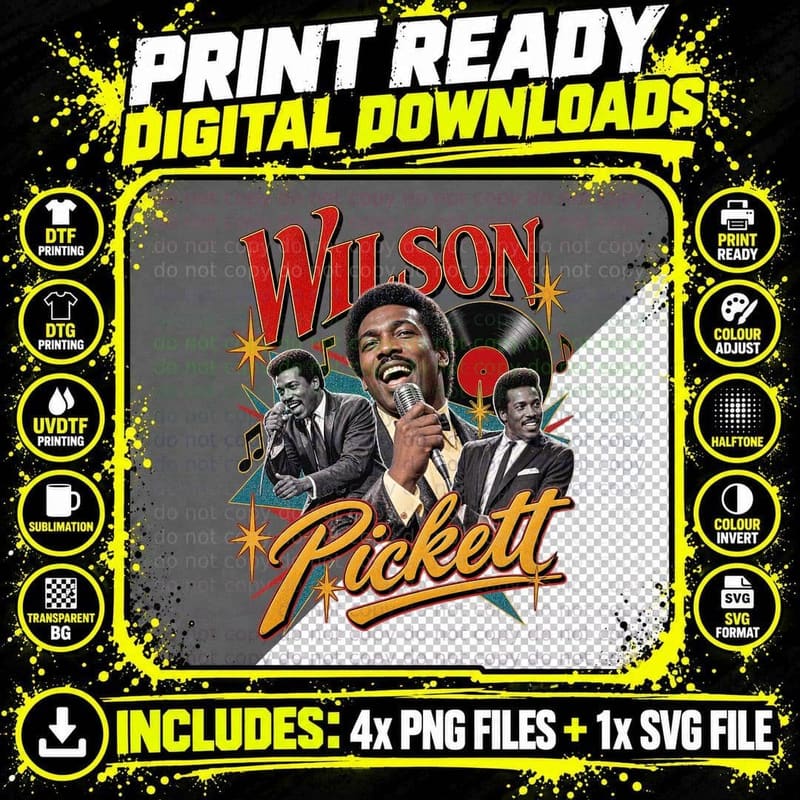 Wilson 60s Soul Singer Retro Vintage Vinyl Records Photo Collage Music T-Shirt Png SVG Digital Bundle