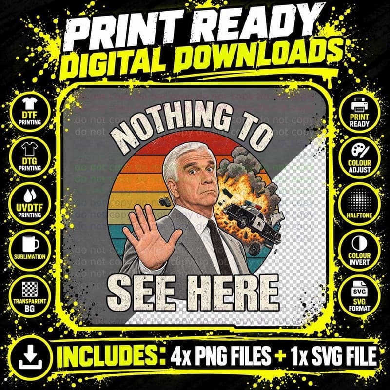 The Naked Gun Retro Frank Drebin Leslie Nielsen Quote Png SVG Digital Bundle