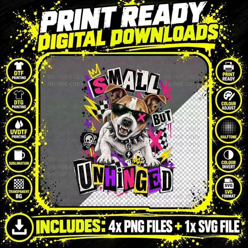 Jack Russell Terrier Small But Unhinged Punk Rock Ransom Note Dog Lover T-Shirt Png SVG Digital Bundle