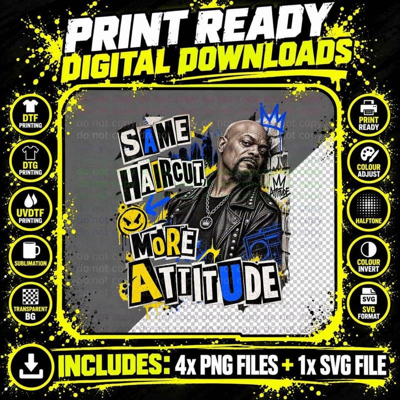 Samuel L. Jackson — Attitude Never Ages T-Shirt Png SVG Digital Bundle