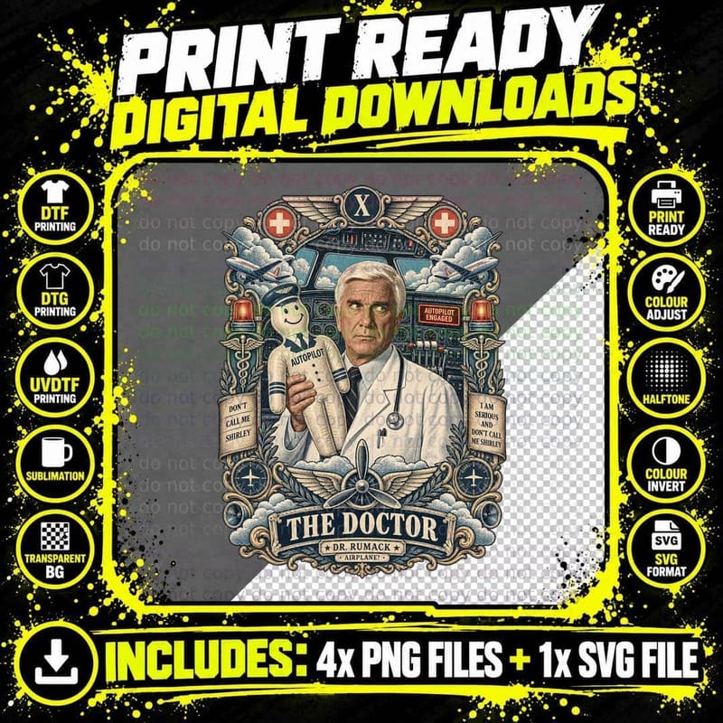 Dr Rumack The Doctor Tarot Card Leslie Autopilot 80s Spoof Comedy T-Shirt Png SVG Digital Bundle