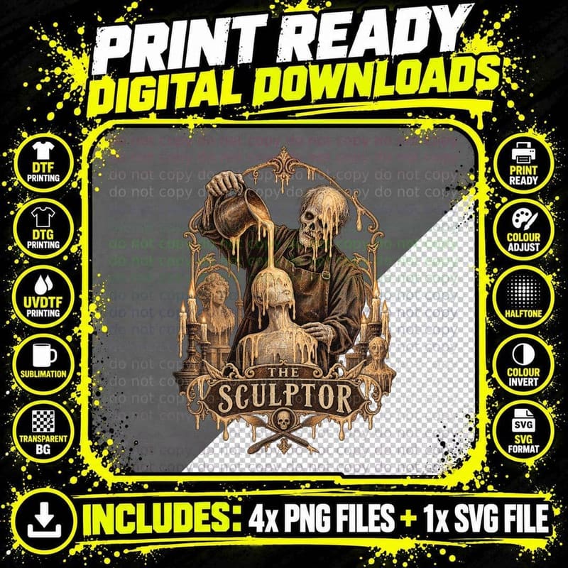 The Sculptor Vintage Tarot Card Wax Museum Gothic Horror Vincent T-Shirt Png SVG Digital Bundle