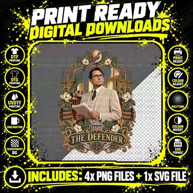 Atticus Finch The Defender Vintage Tarot Card Gregory Courtroom Movie T-Shirt Png SVG Digital Bundle
