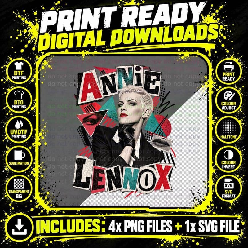 Annie 80s New Wave Synth Pop Singer Ransom Note Punk Retro Vintage T-Shirt Png SVG Digital Bundle