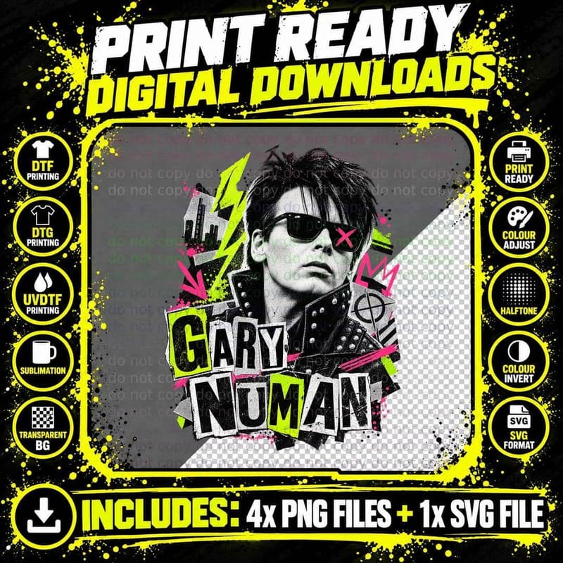 Gary 80s Synth Pop New Wave Singer Ransom Note Punk Retro Vintage Goth T-Shirt Png SVG Digital Bundle