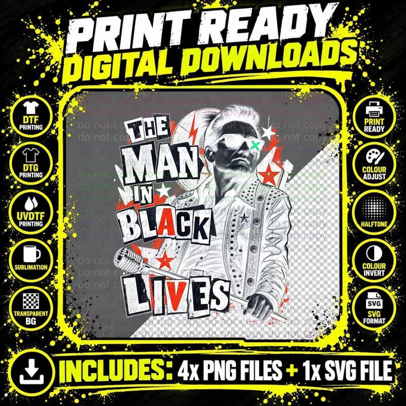 Johnny The Man in Black Lives Country Outlaw Ransom Note Punk Retro T-Shirt Png SVG Digital Bundle
