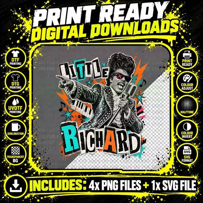 Tutti Frutti 50s Rock and Roll Pioneer Piano Singer Ransom Note Punk T-Shirt Png SVG Digital Bundle