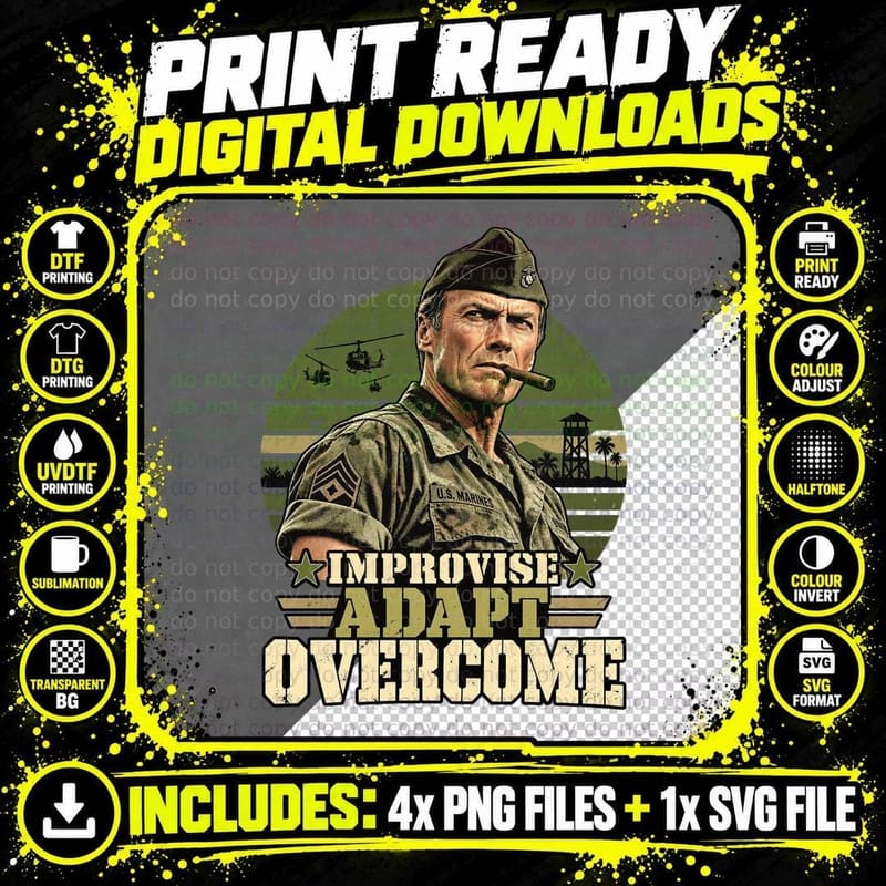 Heartbreak Ridge Vintage Gunny Highway Clint Eastwood Png SVG Digital Bundle