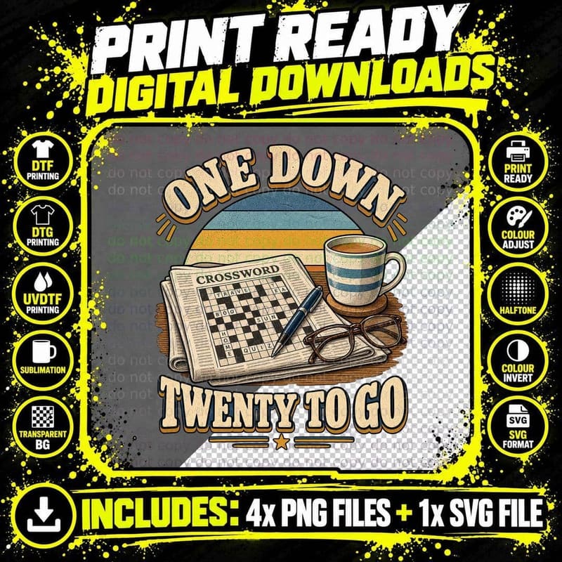 Crossword Puzzle Lover Retro Sunday Newspaper Word Games Png SVG Digital Bundle