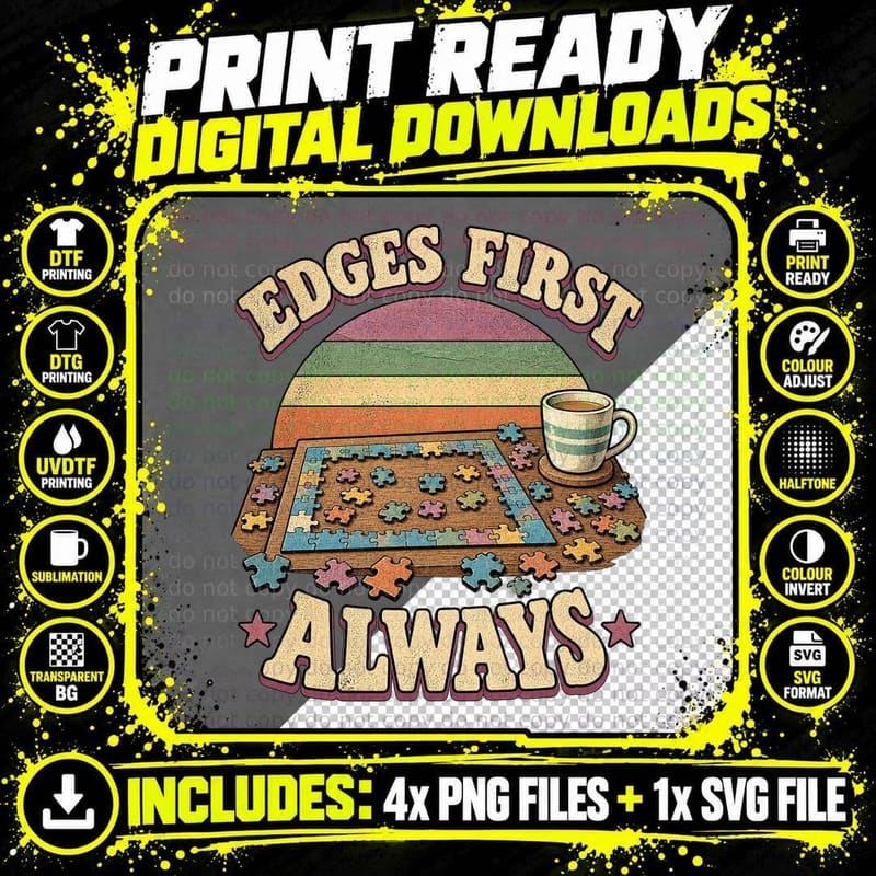 Jigsaw Puzzle Lover Retro Funny Puzzling Hobby Club Png SVG Digital Bundle
