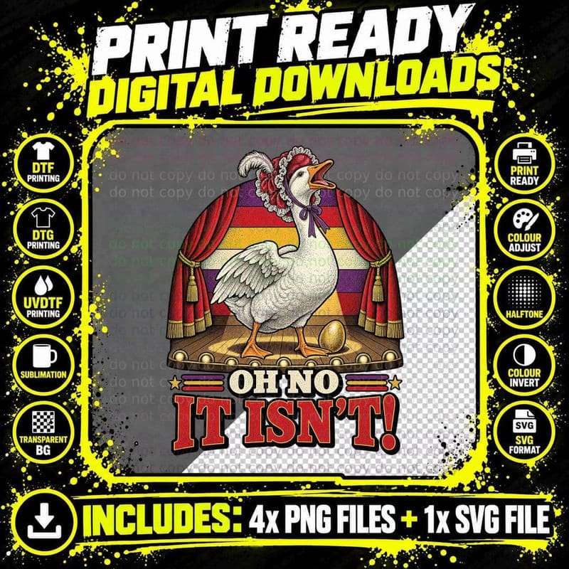 Oh No It Isnt Christmas Pantomime Goose Dame Vintage Png SVG Digital Bundle